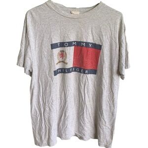Vintage Tee Shirt Tommy Hilfiger Boot Mens Adult Size Large Gray 90s